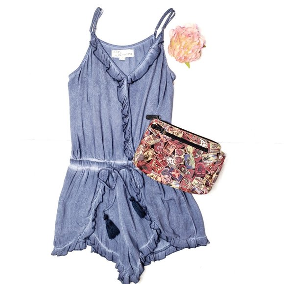 Vintage Havana Spaghetti Strap Romper with ruffles, M - Picture 3 of 10